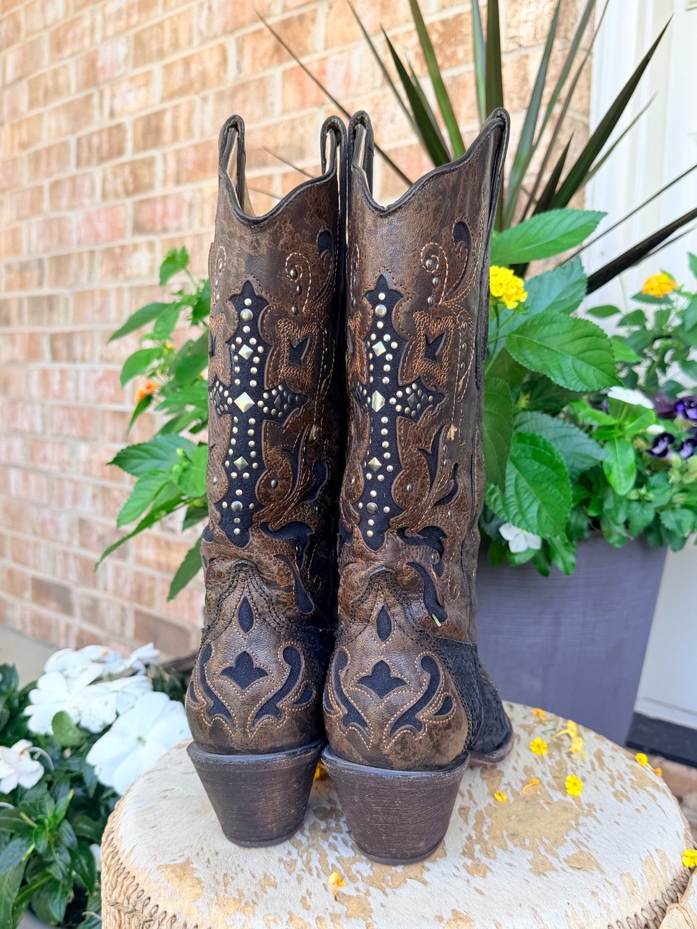 Corral Swarovski Crystal Embellished Cross Python Leather Cowboy Boots Black 8.5 - Picture 8 of 16